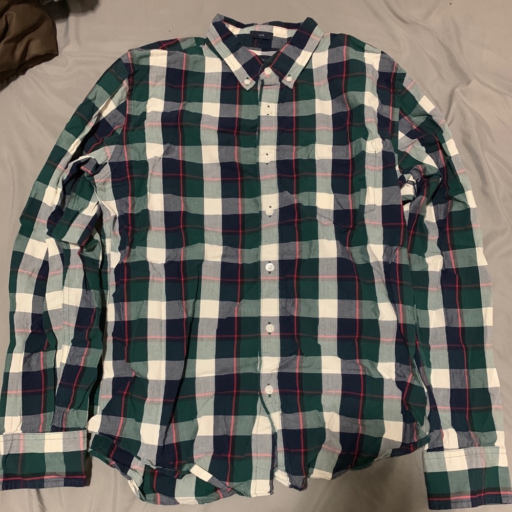 J Crew slim large plaid button down